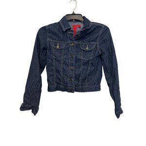 BCBG Max Azria Womens Denim Jacket Size S Dark Wash Button Down Long Sleeves